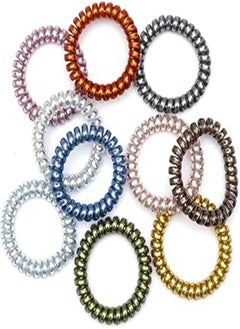 Shivarth Rubber Telephone Wire Hair Ties Spiral Slinky Hair Head Elastic Bands Set Color Mixing Fashion Transparent Clear Elastic Hair Bands Wire Styled Ties Spiral Rubber Rope Bobble 10pcs