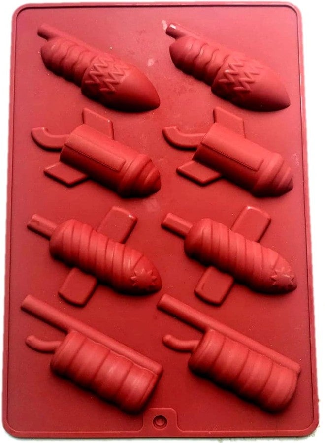 Bake House Silicone 8 Cavity 4 differnt and 8 Cavity Diwali Flying Rocket Diwali Rockets Shape Silicon Mold/Mould for Ice Cake Chocolate Butter Decoration Jelly Tray Bakeware Pack of 2 (Random Color) - Image 2