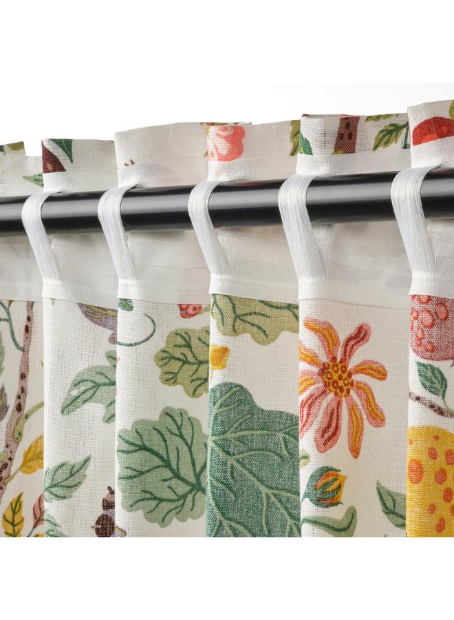 erorex Curtains, 1 pair, white multicolour/floral pattern with heading tape, 145x300 cm - Image 5