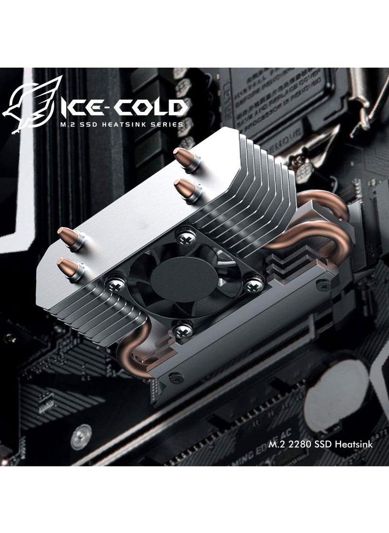 KASTWAVE مبدد حراري 12 فولت M.2 2280 SSD مع مروحة تبريد PWM مقاس 30 مم، وأنابيب حرارة نحاسية ووسادة حرارية، ومبرد SSD لـ M.2 2280 NVMe وSATA SSD فقط  - Image 5