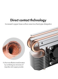 KASTWAVE 12V M.2 2280 SSD Heatsink with 30mm PWM Cooling Fan, Copper Heat Pipes and Thermal Pad, SSD Cooler for M.2 2280 NVMe & SATA SSD Only  - Image 3