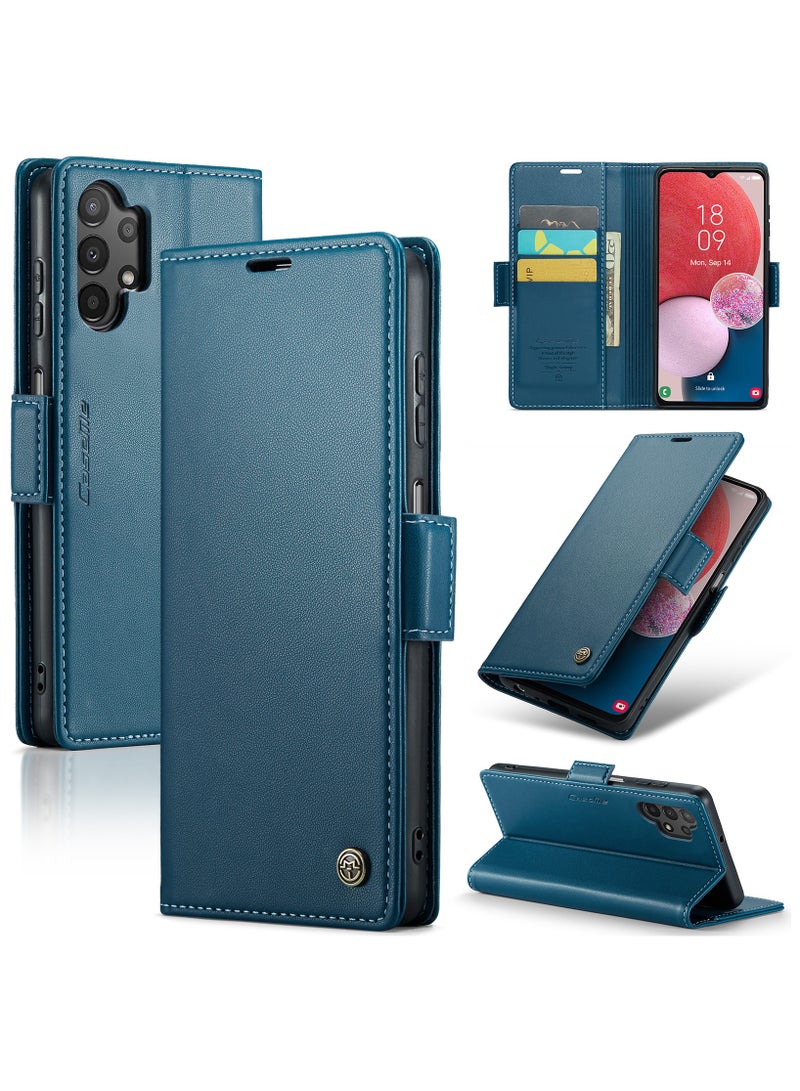 Phone Case for Samsung Galaxy A13 4G Anti-scratch Leather Kickstand Card Slot Money Pocket Blue - Image 1