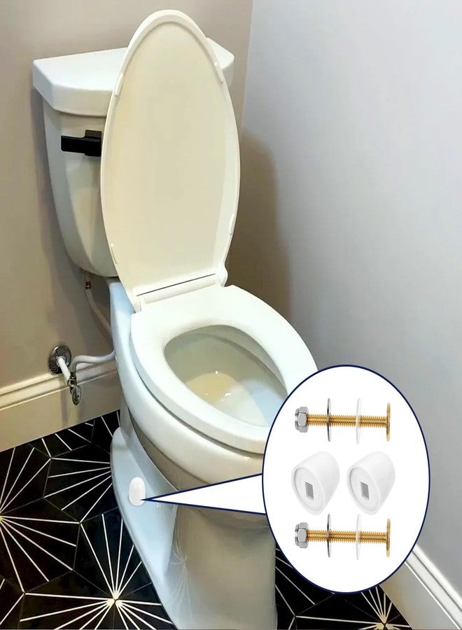 Styquenzer 2 Pack Toilet Bolts and Toilet Bolt Caps, Toilets Bowl to Floor Bolts Kits with Washers & Toilets Bolt Covers White ToiletParts 2-1/4 InchToilet Seat Boltes - Image 4