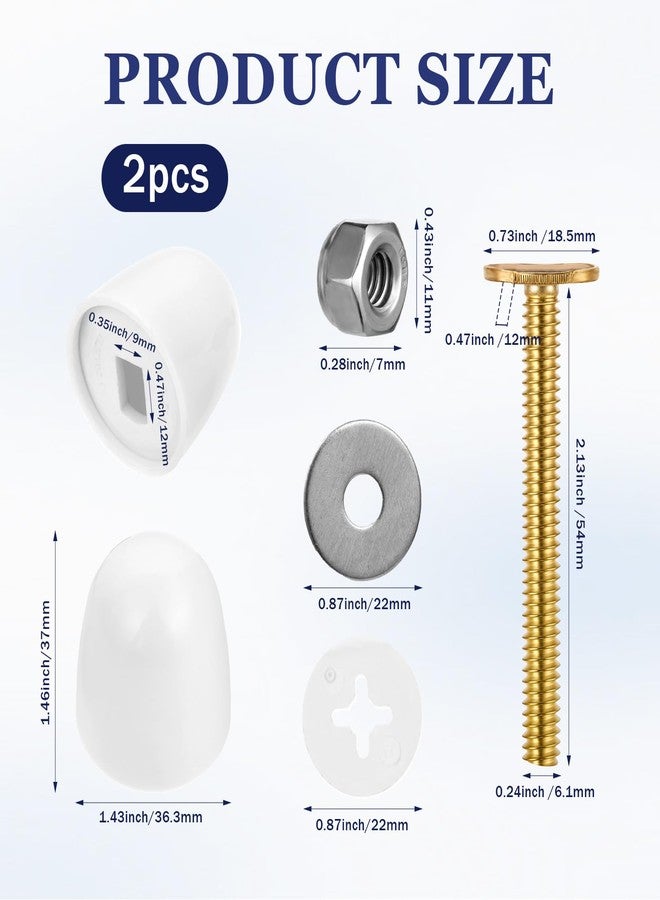 Styquenzer 2 Pack Toilet Bolts and Toilet Bolt Caps, Toilets Bowl to Floor Bolts Kits with Washers & Toilets Bolt Covers White ToiletParts 2-1/4 InchToilet Seat Boltes - Image 2