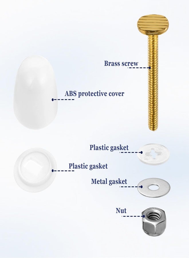 Styquenzer 2 Pack Toilet Bolts and Toilet Bolt Caps, Toilets Bowl to Floor Bolts Kits with Washers & Toilets Bolt Covers White ToiletParts 2-1/4 InchToilet Seat Boltes - Image 3