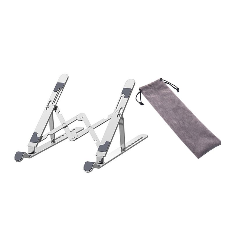 Portable Aluminum Laptop Stand Ergonomic Cooling Holder for Home Office Travel Silver - Image 2