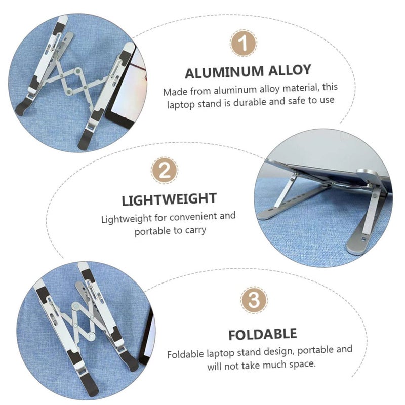 Portable Aluminum Laptop Stand Ergonomic Cooling Holder for Home Office Travel Silver - Image 3
