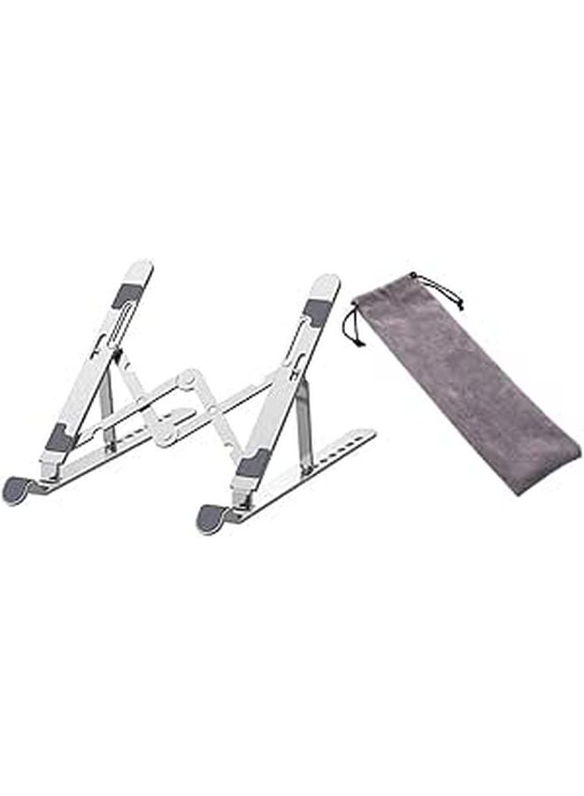 Portable Aluminum Laptop Stand Ergonomic Cooling Holder for Home Office Travel Silver - Image 1