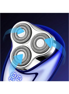 Hihonor USB Rechargeable Mini Portable Men's Electric Shaver, Magnetic Suction Three Blade Head, Suitable For Dry And Wet Dual Purpose Shavers In Homes, Offices, And Cars (Blue)  - Image 2