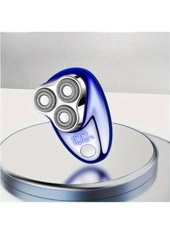 Hihonor USB Rechargeable Mini Portable Men's Electric Shaver, Magnetic Suction Three Blade Head, Suitable For Dry And Wet Dual Purpose Shavers In Homes, Offices, And Cars (Blue)  - Image 1