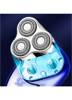 Hihonor USB Rechargeable Mini Portable Men's Electric Shaver, Magnetic Suction Three Blade Head, Suitable For Dry And Wet Dual Purpose Shavers In Homes, Offices, And Cars (Blue)  - Image 4