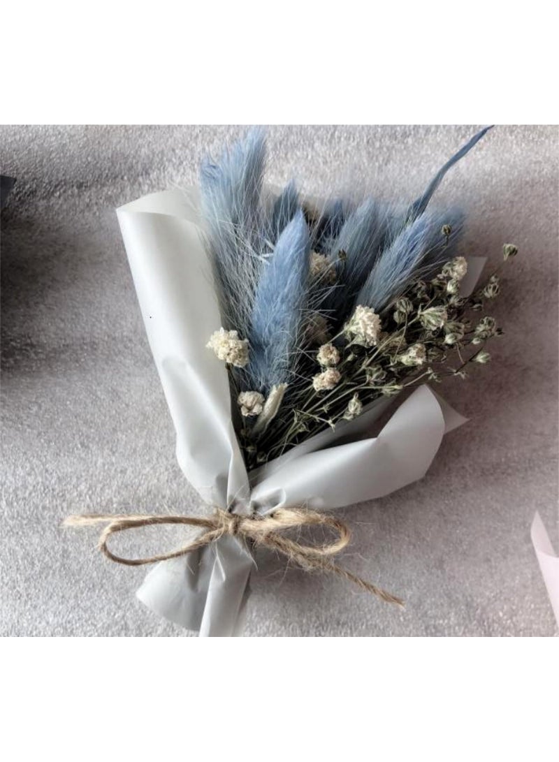 100 Pcs Blue Dried Pampas Grass Decor, 17-inch Bunny Tails Dry Flowers for Home & Wedding - Image 5
