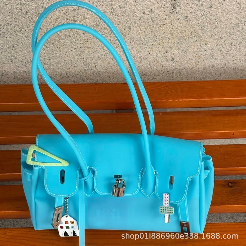Jellyfirkin Korean Style Lock Clasp Jelly Shoulder Bag - Image 4