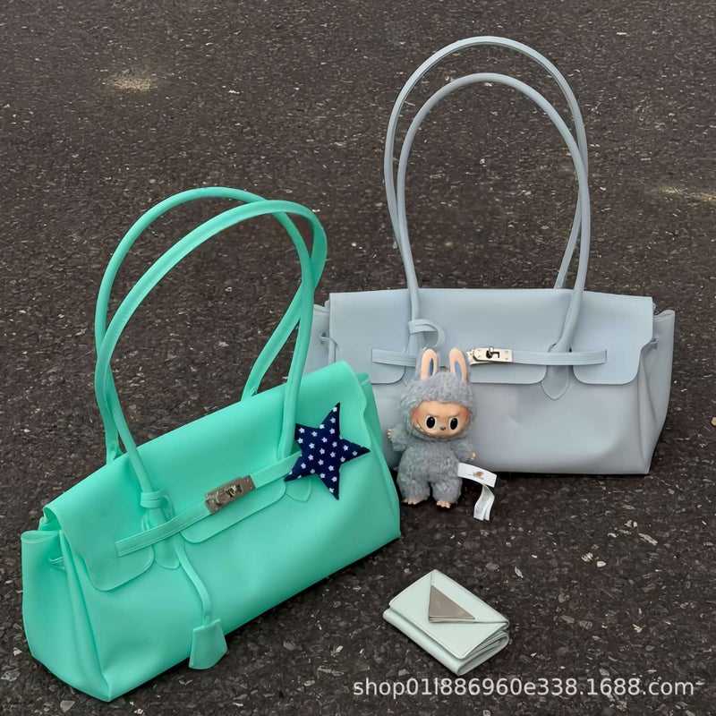 Jellyfirkin Korean Style Lock Clasp Jelly Shoulder Bag - Image 3