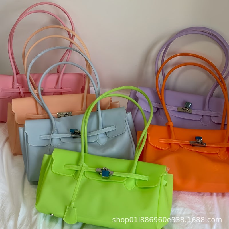 Jellyfirkin Korean Style Lock Clasp Jelly Shoulder Bag - Image 1