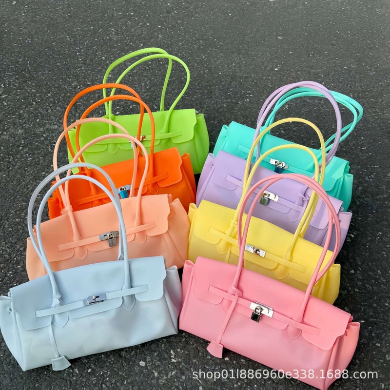 Jellyfirkin Korean Style Lock Clasp Jelly Shoulder Bag - Image 2