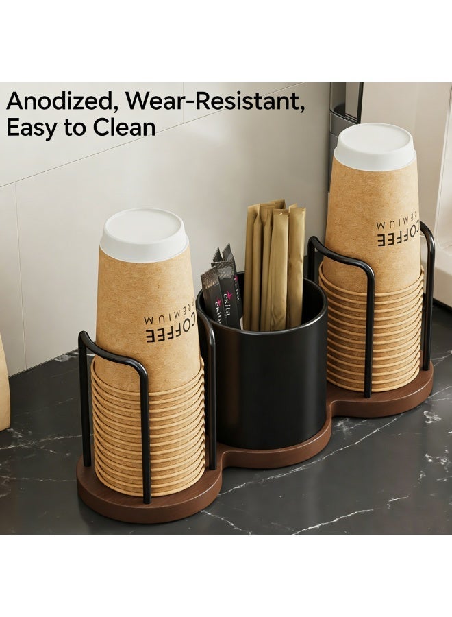 أوليس فيرس  منتجع رمضاني للمطبخ – حافظة أكواب مزدوجة مقاومة للغبار مع سلة تخزين | بأكسدة أنودية سهلة التنظيف، متعددة المقاسات، توفر مساحة للمطبخ وبار القهوة - Image 1