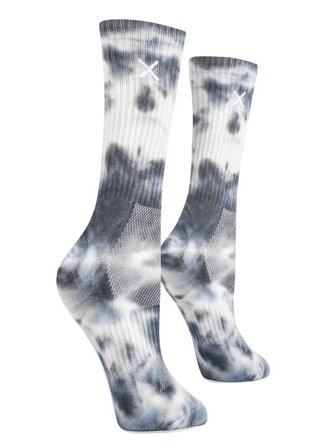 Odd Sox – Basix Unisex Crew Socks – Tie Dye Storm – Large – Soft Cotton Blend Ribbed Crew, Cushioned Arch Support, Breathable Performance Fit for Men & Women - Image 3