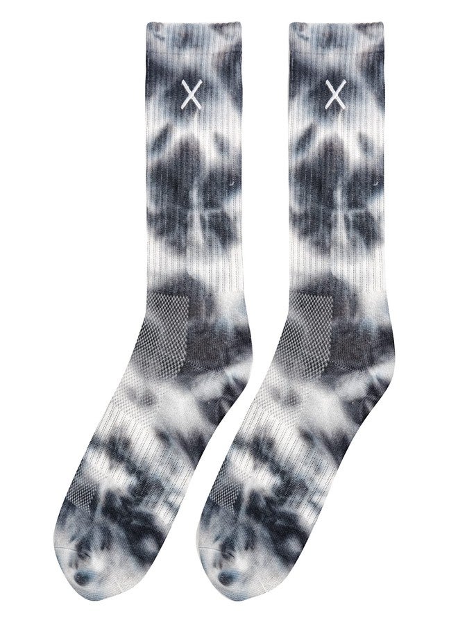 Odd Sox – Basix Unisex Crew Socks – Tie Dye Storm – Large – Soft Cotton Blend Ribbed Crew, Cushioned Arch Support, Breathable Performance Fit for Men & Women - Image 5