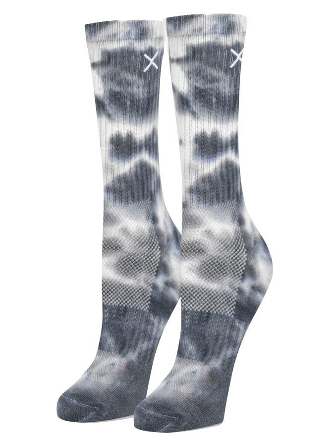 Odd Sox – Basix Unisex Crew Socks – Tie Dye Storm – Large – Soft Cotton Blend Ribbed Crew, Cushioned Arch Support, Breathable Performance Fit for Men & Women - Image 1