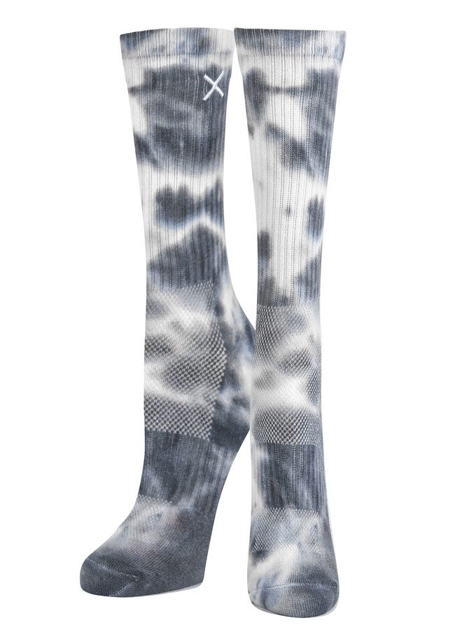 Odd Sox – Basix Unisex Crew Socks – Tie Dye Storm – Large – Soft Cotton Blend Ribbed Crew, Cushioned Arch Support, Breathable Performance Fit for Men & Women - Image 2