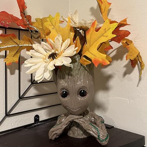 ZUSONUD B-Best Baby Groot Pen Pot Tree Man Pens Holder or Flower Pot with Drainage Hole Perfect for a Tiny Succulents Plants 6" - Image 2