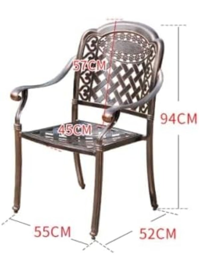 YULAN Yulan Outdoor Patio Furniture Fire Pit Set, All-Weather Cast Aluminum Outdoor Conversation BBQ Set, Chairs and Barbecue Grill Table for Balcony, Lawn, Garden, Backyard (4 Chair) 413  - Image 3
