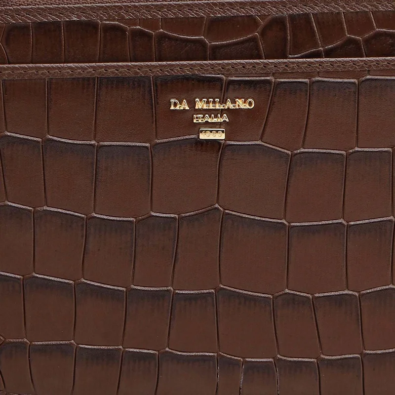 Da Milano Walnut Croco Leather Multi Pouch - Walnut  | Best Price UAE