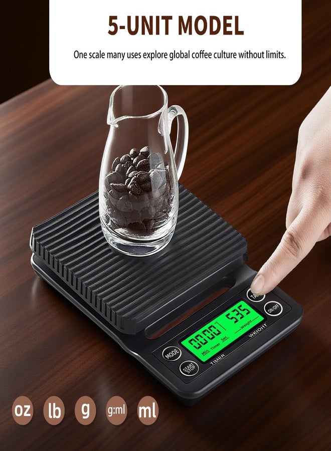 YONCON Coffee Scale with Timer - 0.1g Accurate, 3kg Drip Espresso Scale for Pour Over Coffee, Portable Digital Kitchen Food Scale with, LCD Displa, Non-Slip Mat (Including Batteries) - Black - Image 5