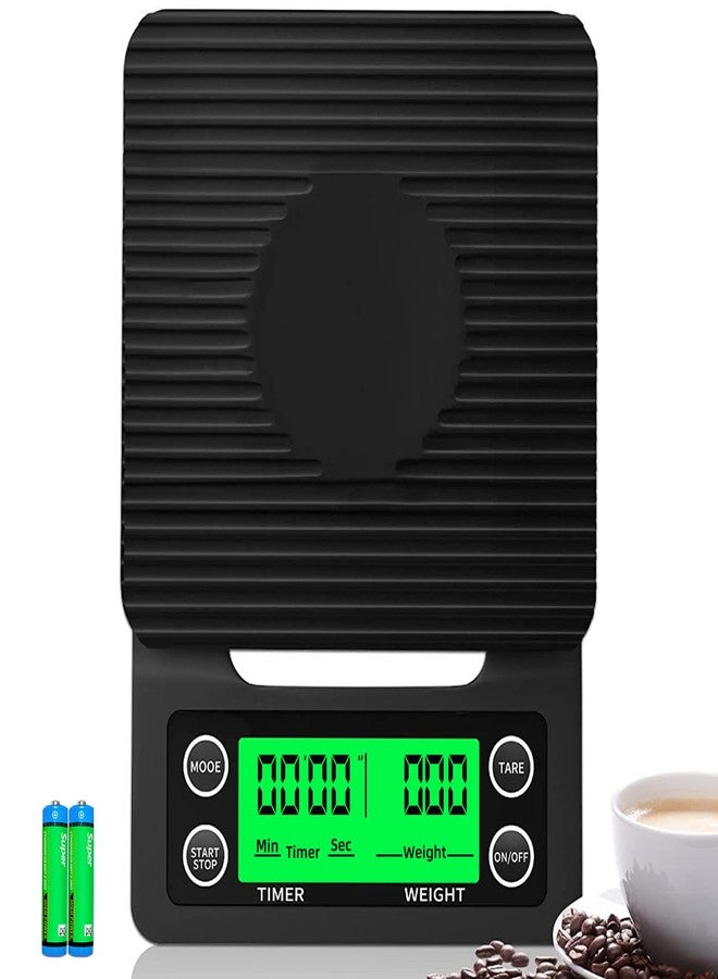 YONCON Coffee Scale with Timer - 0.1g Accurate, 3kg Drip Espresso Scale for Pour Over Coffee, Portable Digital Kitchen Food Scale with, LCD Displa, Non-Slip Mat (Including Batteries) - Black - Image 1