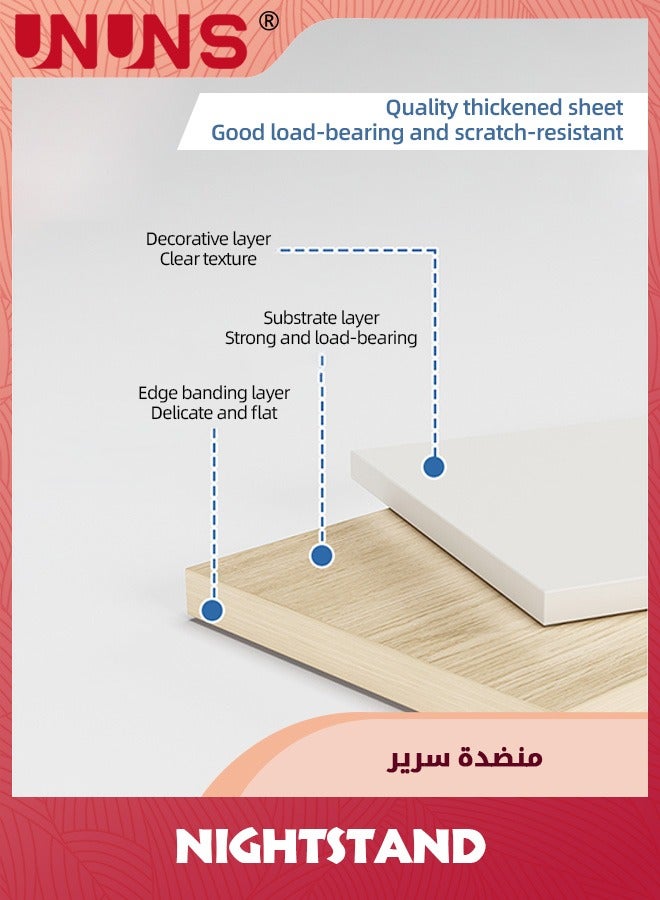 UNUNS NightStand,Bedside Table Side Table With Storage Drawer ,Easy Assembly Bedside Storage Cabinet Organizer For Living Room Bedroom Office - Image 5