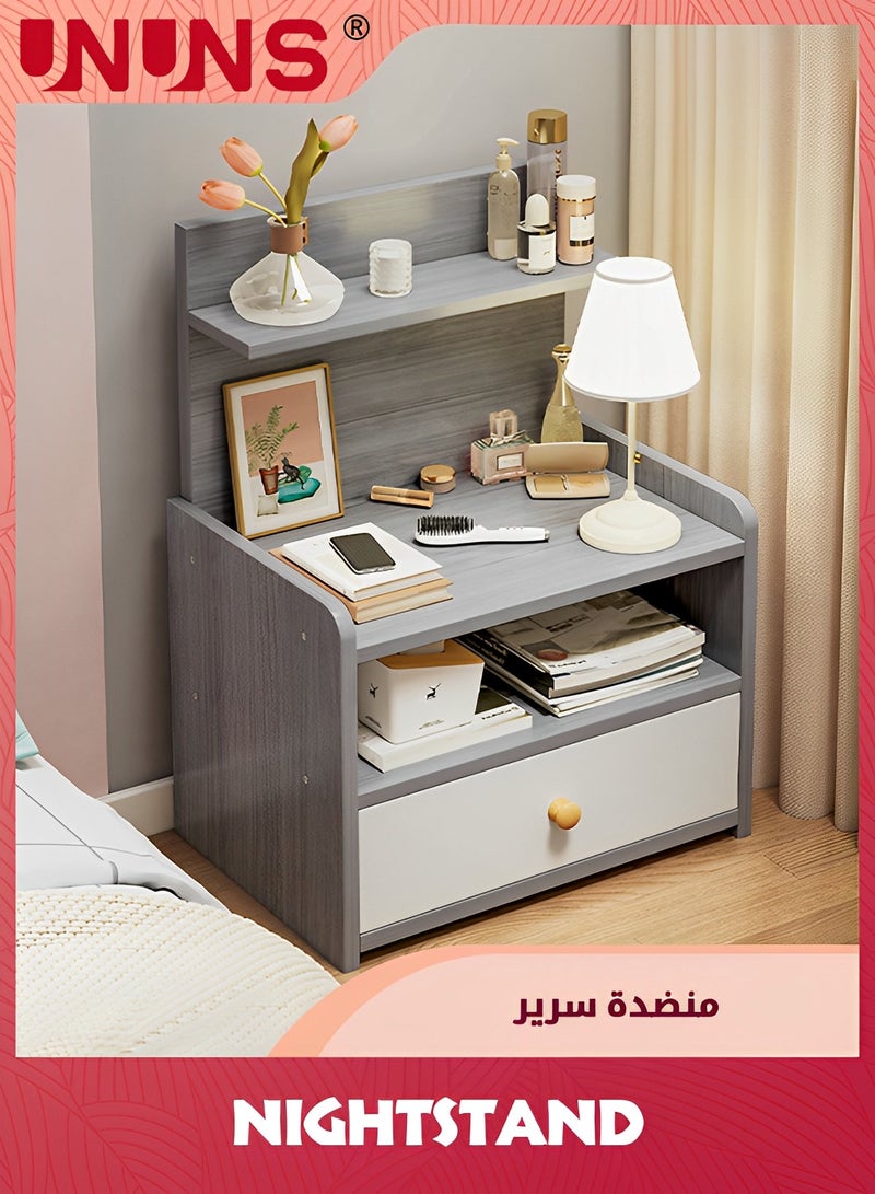 UNUNS NightStand,Bedside Table Side Table With Storage Drawer ,Easy Assembly Bedside Storage Cabinet Organizer For Living Room Bedroom Office - Image 1