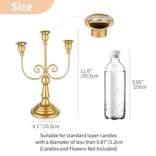 NUPTIO Candlestick Holders Candelabras Gold Candle Stick Stands 2 Pcs Metal Candelabra Centerpieces Candlestick Holders for Tapered Candles Wedding Birthday Party Dining Table Christmas Decoration 11 - Image 3
