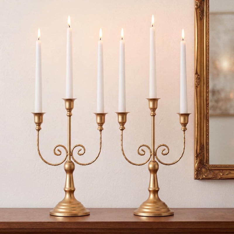 NUPTIO Candlestick Holders Candelabras Gold Candle Stick Stands 2 Pcs Metal Candelabra Centerpieces Candlestick Holders for Tapered Candles Wedding Birthday Party Dining Table Christmas Decoration 11 - Image 2