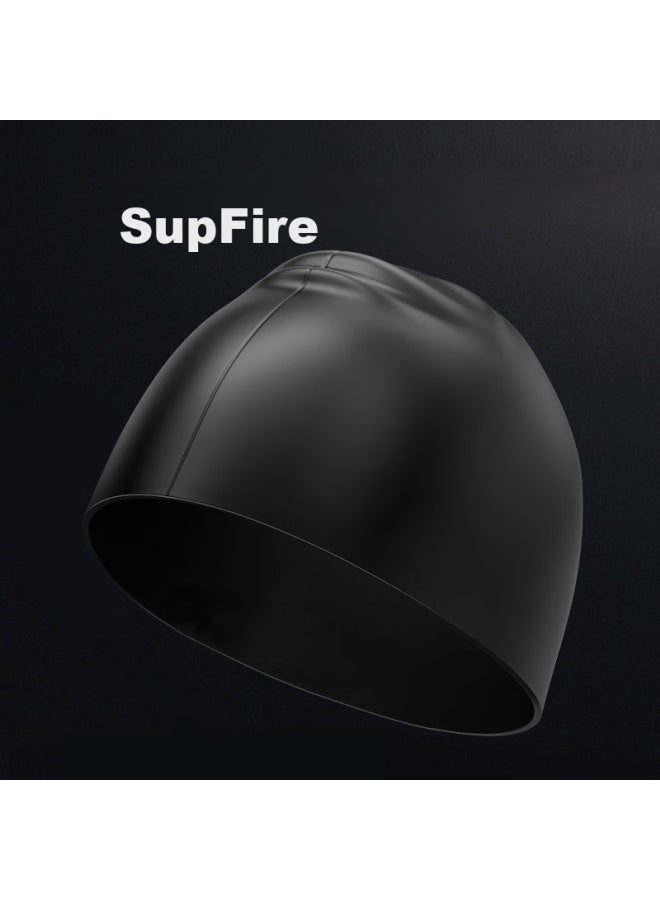 JD.com Jd Jingzao Silicone Swim Cap For Men And Women, High-elasticity Waterproof Long Hair Ear Protection Large Capacity Swim Cap, Black - Image 4