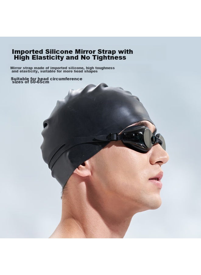 JD.com Jd Jingzao Silicone Swim Cap For Men And Women, High-elasticity Waterproof Long Hair Ear Protection Large Capacity Swim Cap, Black - Image 2