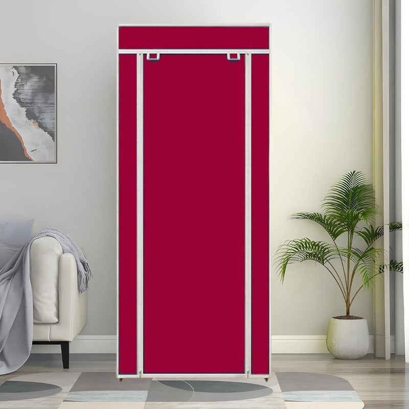 Whitecloud TRANSFORMING HOMES Whitecloud TRANSFORMING HOMES 5L Collapsible Wardrobe Closet with Metal Rods and Plastic Jointers Non Woven Fabric Cloth Storage Organizer Lightweight and Easy to Assemble W 61005 Maroon  - Image 3