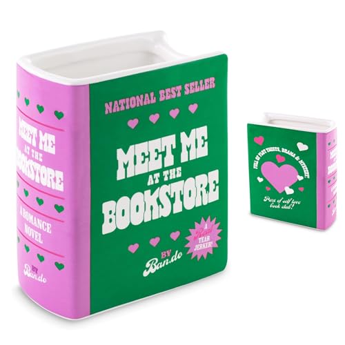 bando Small Decorative Book Shaped Vase Colorful Ceramic Vase Shelf Decor for Home or Office Meet Me at The Bookstore