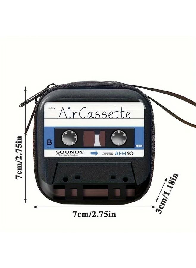 Black Retro Tinplate Coin Purse Geometric Pattern Hard Shell Earphone Holder Case Mini Zipper Wallet - Image 3