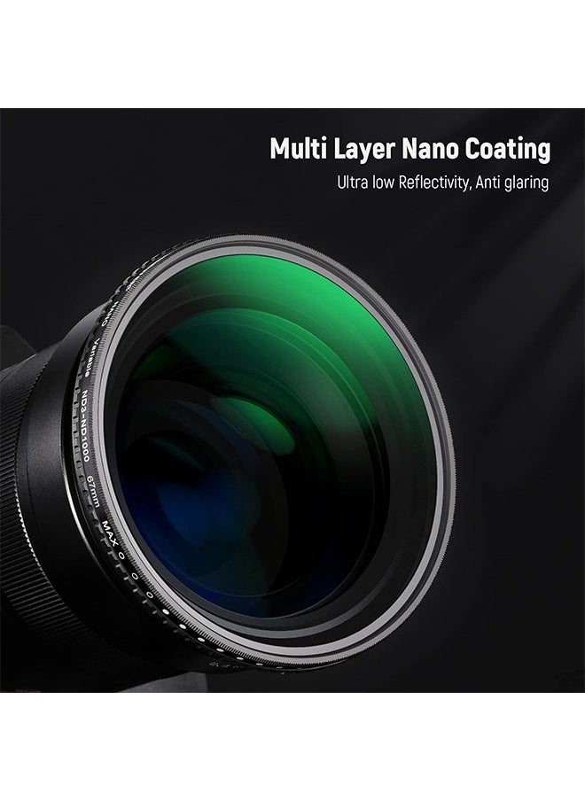 Neewer - Neewer 67mm Variable ND Filter ND3-ND1000, 1.5-10 Limited Stops Neutral Density Filter with HD Optical Glass & Double Sided 30 Layer Nano Coatings, Water Repellent/Scratch Resistant/Aluminum Frame - Image 1