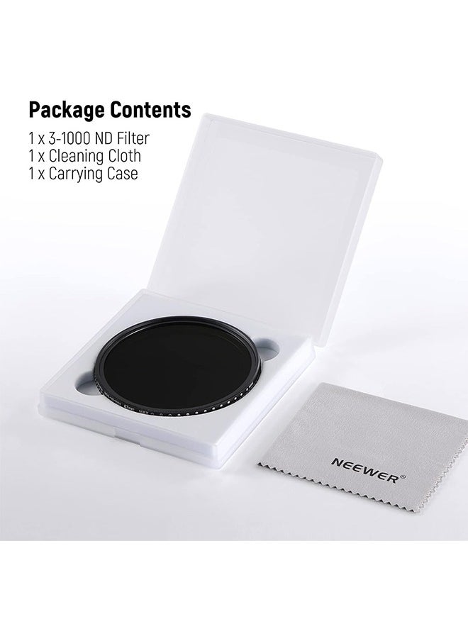Neewer - Neewer 67mm Variable ND Filter ND3-ND1000, 1.5-10 Limited Stops Neutral Density Filter with HD Optical Glass & Double Sided 30 Layer Nano Coatings, Water Repellent/Scratch Resistant/Aluminum Frame - Image 1