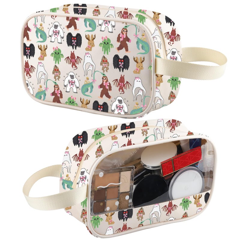 XYANFA Cryptozoology Clear Makeup Bag Cryptid Gift Creatures Monster Gift Moth Man Travel Toiletry Bag Organizer Pouch Cosmetic Bag Monster mt - Image 2