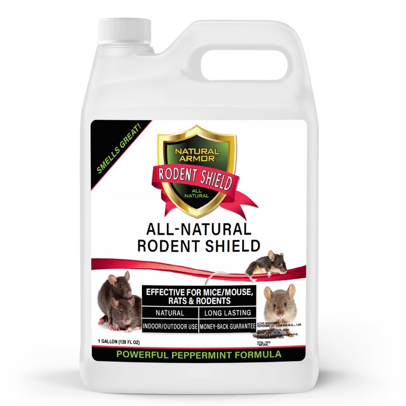Natural Armor Peppermint Repellent for Mice/Mouse, Rats & Rodents. Natural Spray for Indoor & Outdoor Use Rodent Shield - 128 Fl Oz Gallon Refill - Image 1