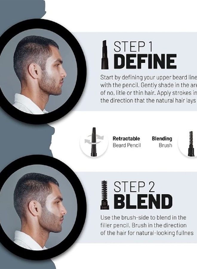 VOID Homme Beard Filler Pencil (Dark Brown) - Sweat & Waterproof, Smudge-proof, Cover Patches Instantly & Get Natural Beard Fullness - Image 3