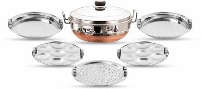 Bigbought Stainless Steel Multi Kadai Idli Cooker Steamer with Copper Bottom AllinOne Big Size dhokla Cooker 5 Plate 2 Idli 2 Dhokla 1 Patra Momo 3 in 1 285 cm Dia - Image 2