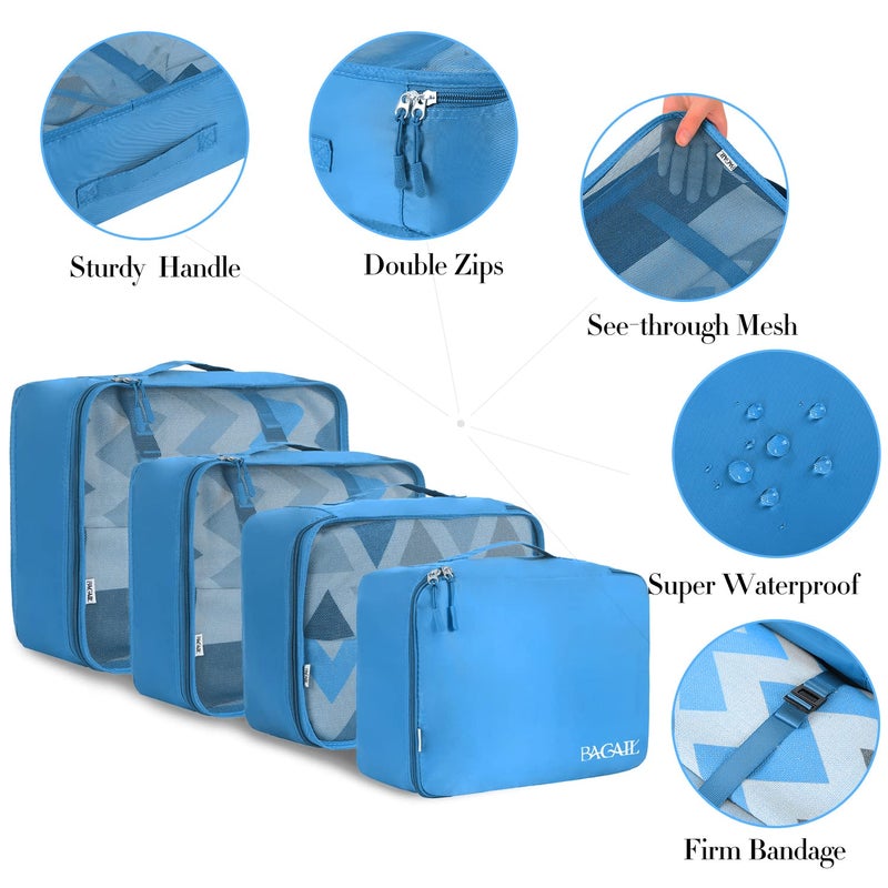 BAGAIL 8 Set Packing Cubes Luggage Packing Organizers for Travel Accessories-Light Blue - Image 4