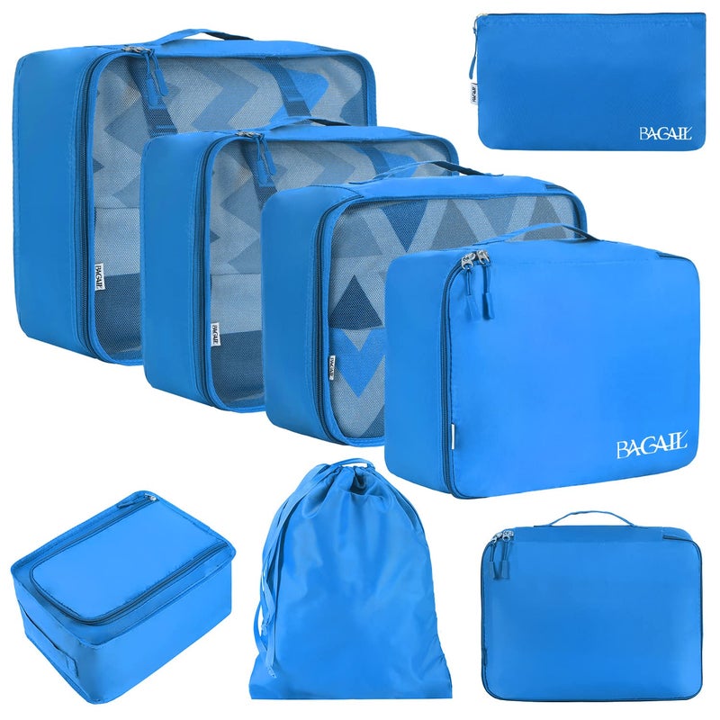 BAGAIL 8 Set Packing Cubes Luggage Packing Organizers for Travel Accessories-Light Blue - Image 1