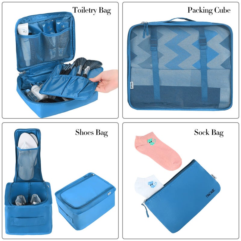 BAGAIL 8 Set Packing Cubes Luggage Packing Organizers for Travel Accessories-Light Blue - Image 3