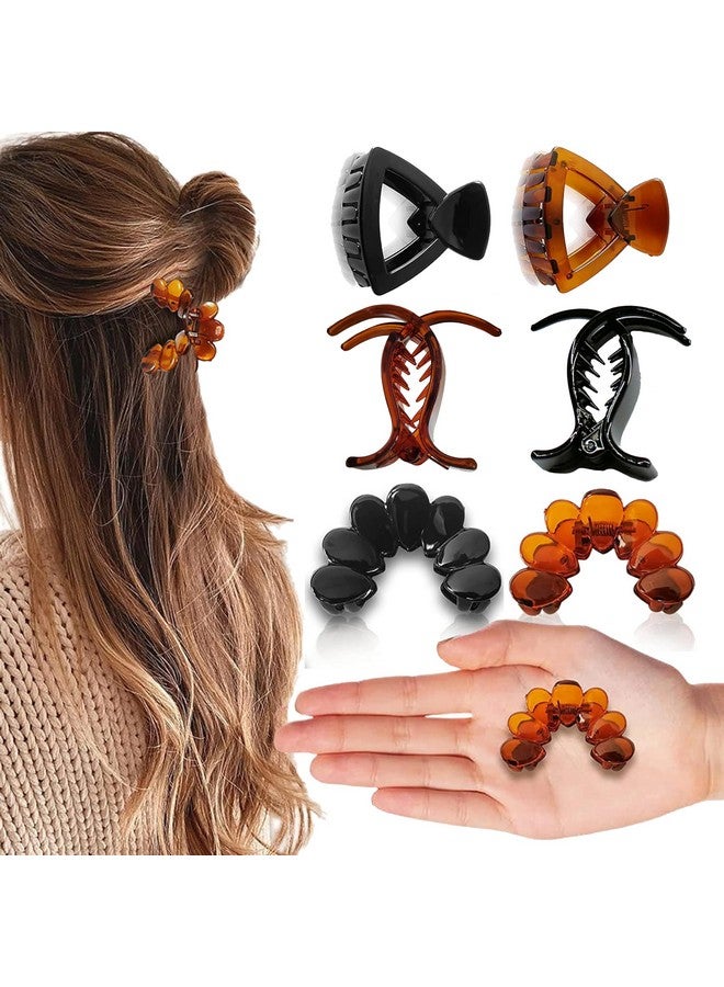 بيردوير مشابك شعر كبيرة الحجم باللون الأسود ومتعدد الألوان مصنوعة من مادة الأكريليك المطاطية المستوردة على شكل فراشة حجرية للنساء | مشابك شعر (أسود، صدفي - قطعة من 6 قطع (SWA)) - Image 1
