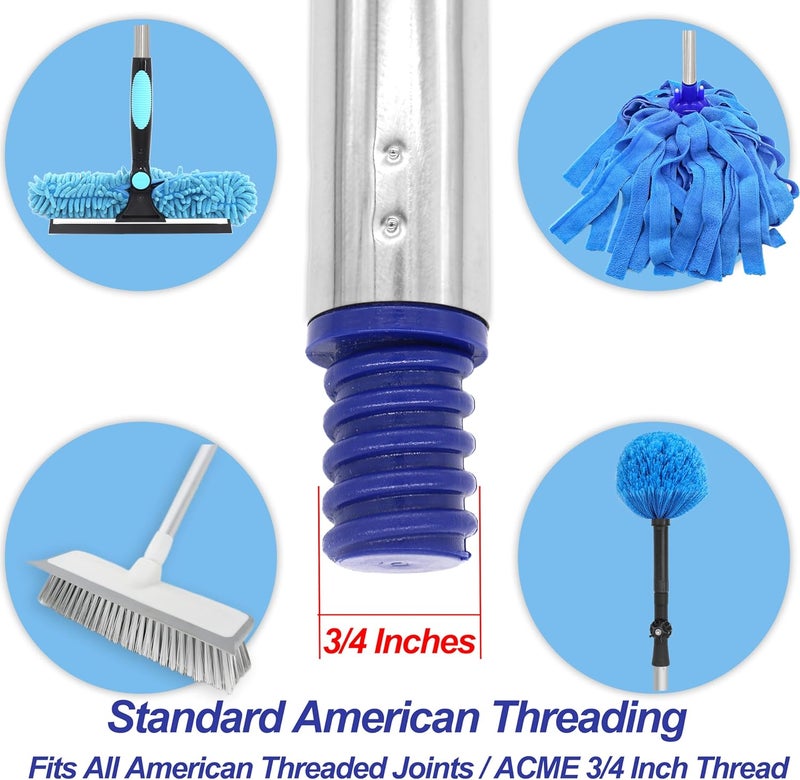 EaseYourDay 4-Section 1.3 ft. to 5.2 ft. Stainless Steel Pole Mop Replacement Handle Standard American Threading Compatible with All Cleaning Head with 3/4 Inch American Threading System - Image 4